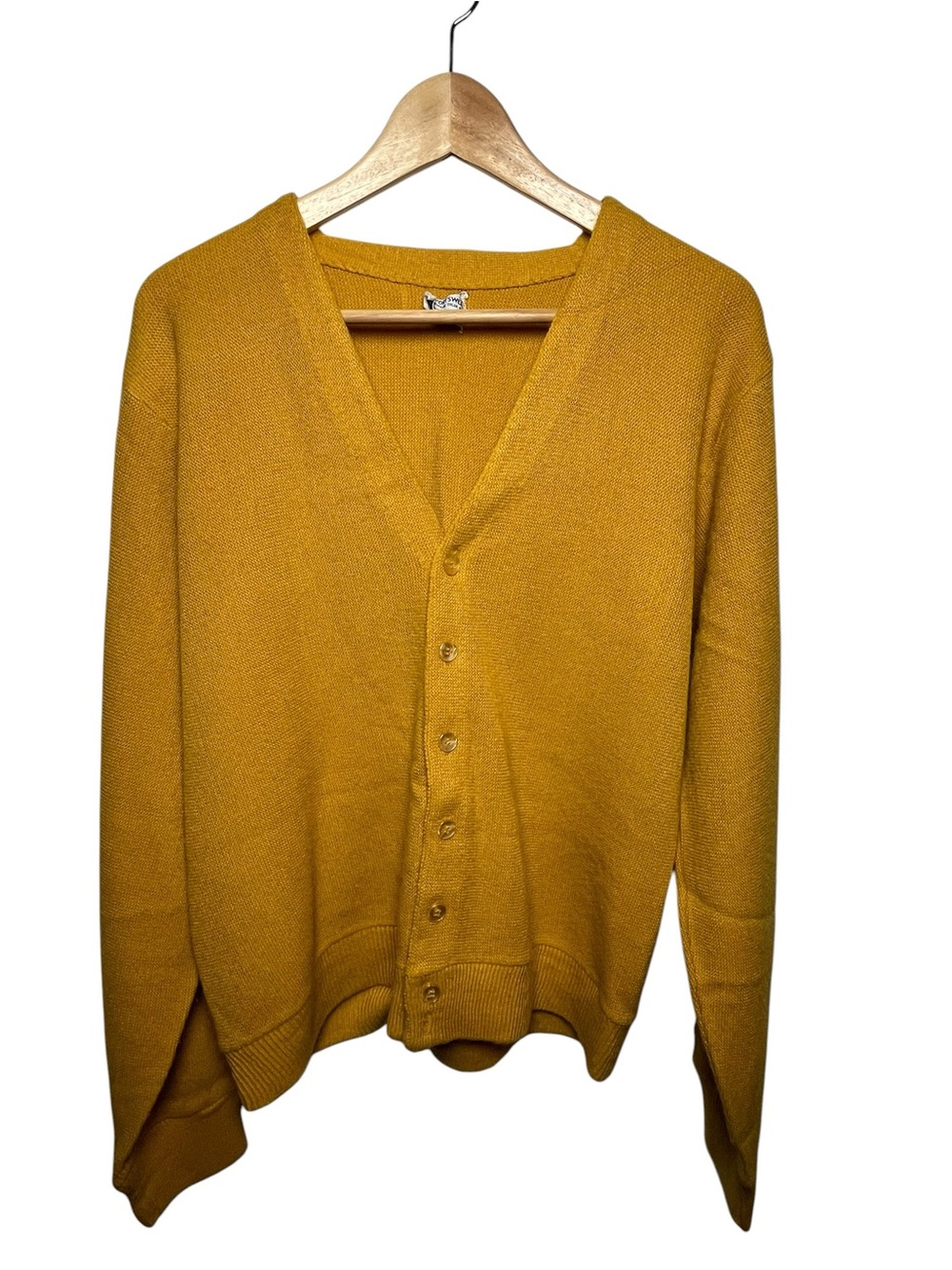 Vintage Men’s 70s Sears Sportswear Mustard Gold Orlon Acrylic V-Neck Cardigan L